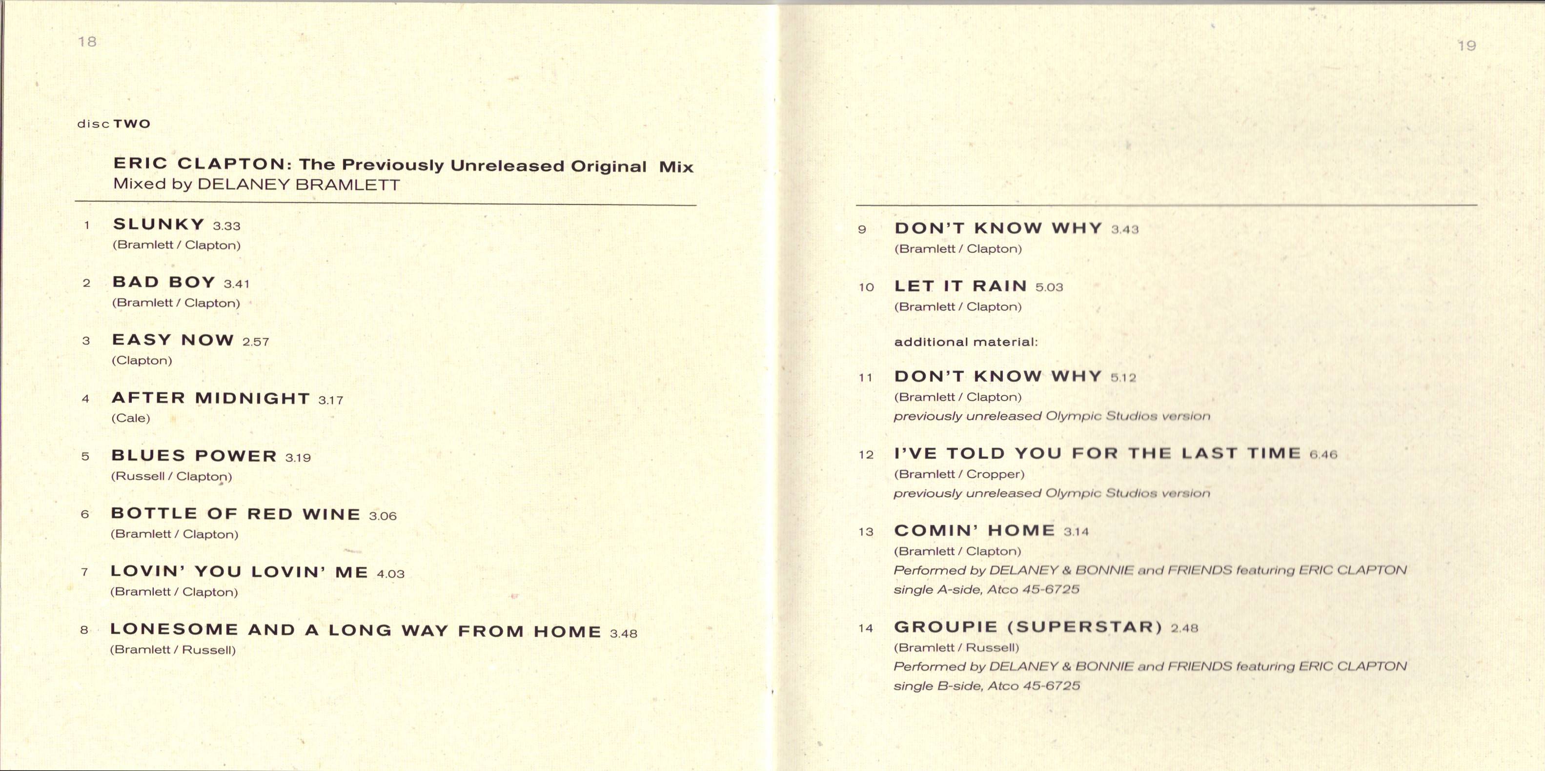 Eric Clapton Eric Clapton Limited Edition : Booklet10 JPN